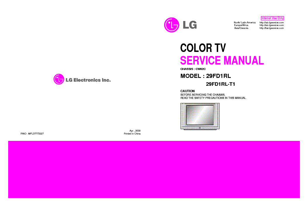 LG 29FD1RL[-T1] CHASSIS CW62C service manual (1st page)